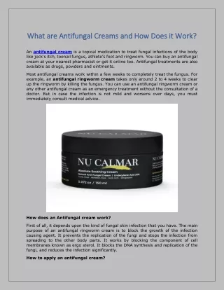 what are antifungal creams and how does it work