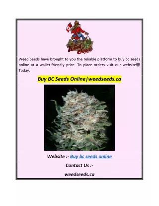 Buy BC Seeds Onlineweedseeds.ca