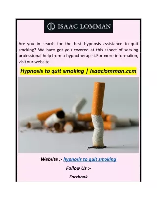 Hypnosis to quit smoking  Isaaclomman