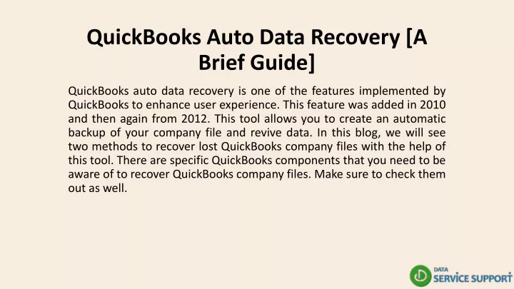 quickbooks auto data recovery a brief guide