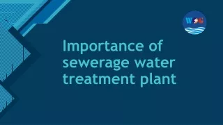 Importance of sewerage water treatment plant