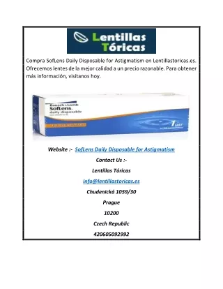 SofLens Daily Disposable for Astigmatism | lentillastoricas.es