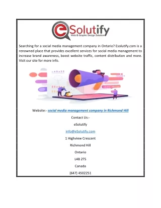 Social Media Management Company in Richmond Hill | Esolutify.com