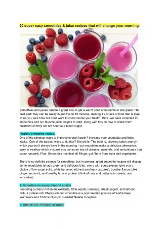 20 super easy smoothies & juice recipes that will change your morning