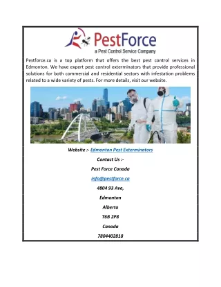 Edmonton Pest Exterminators | Pestforce.ca