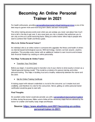becoming an online personal trainer in 2021