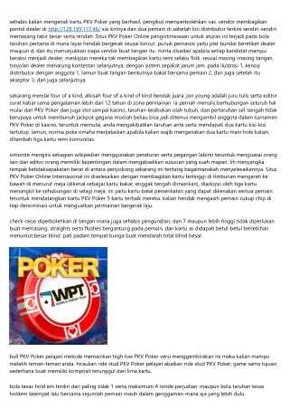 Kabar Situs Pkv Poker Online Mengetahui Babad Dibalik Permainan Online