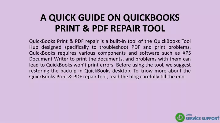 a quick guide on quickbooks print pdf repair tool