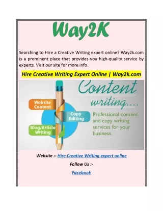 Hire Creative Writing Expert Online  Way2k