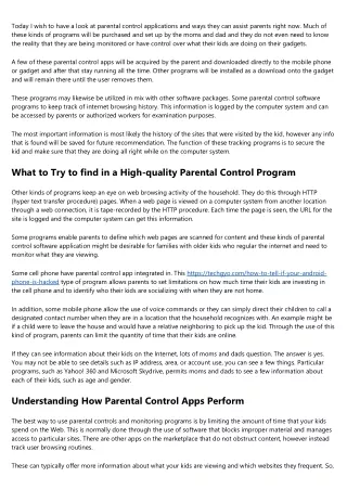 today i wish to have a look at parental control