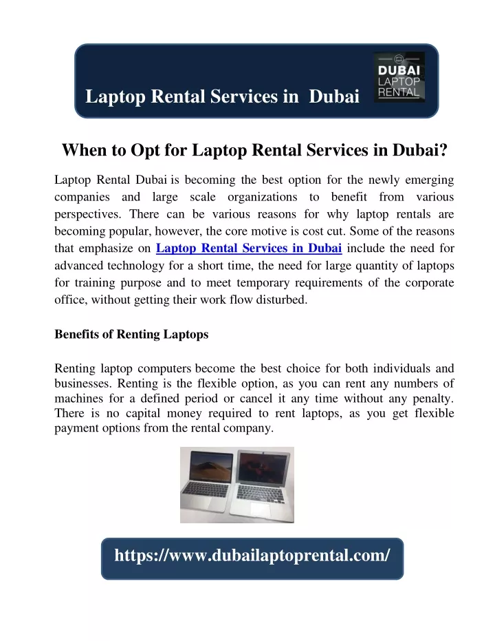 laptop rental services in dubai