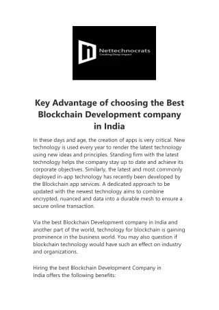 Blockchain Development company in India