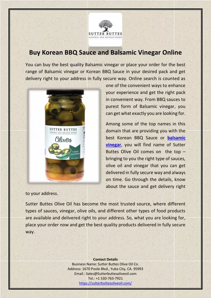 buy korean bbq sauce and balsamic vinegar online