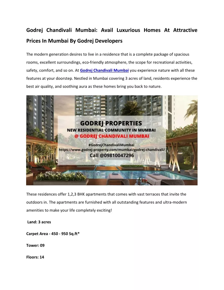 godrej chandivali mumbai avail luxurious homes