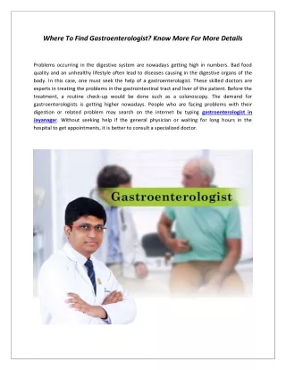 Where To Find Gastroenterologist