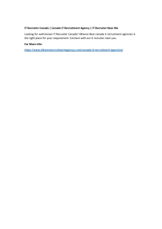 it recruiter canada canada it recruitment agency
