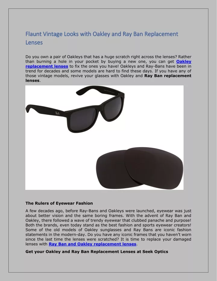 Ppt Flaunt Vintage Looks With Oakley And Ray Ban Replacement Lenses Powerpoint Presentation 