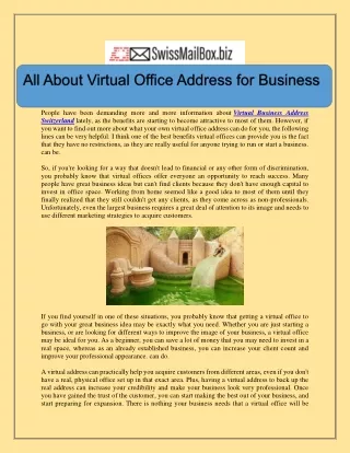 All About Virtual Office Address for Business