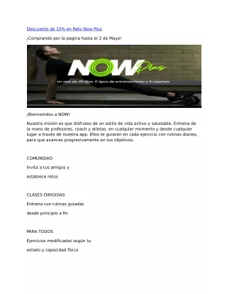 descuento de 15 en reto now plus