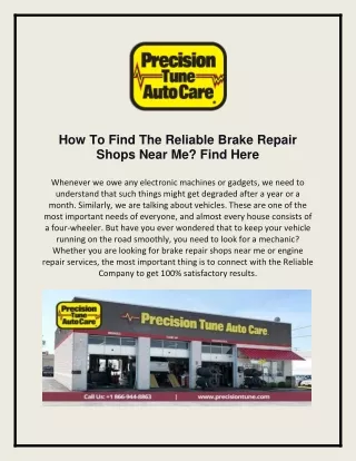 How To Find The Reliable Brake Repair Shops Near Me | Find Now