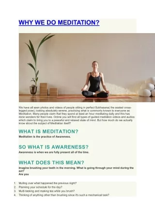 WHY WE DO MEDITATION?