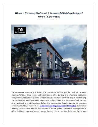 Why Is It Necessary To Consult A Commercial Building Designer