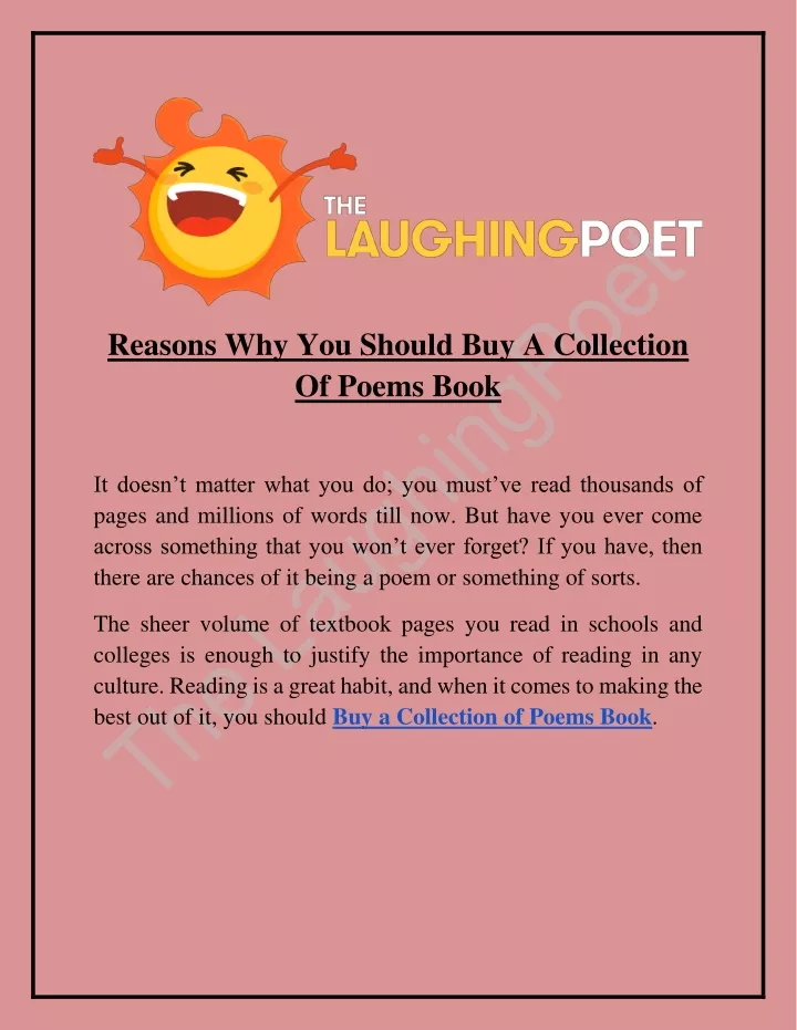 reasons why you should buy a collection of poems