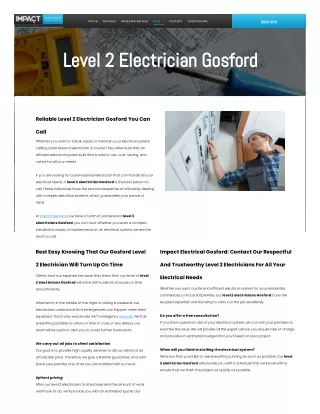 Level 2 Electrician Gosford