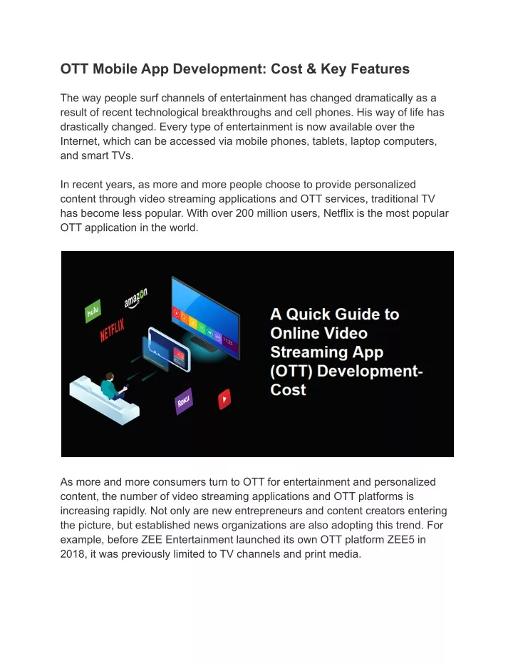 ott mobile app development cost key features