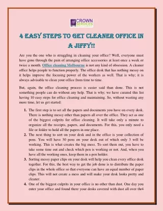4 Easy steps to Get cleaner office