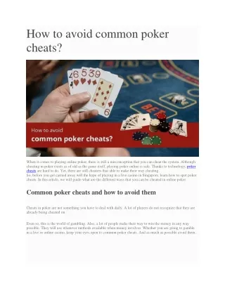 how to avoid common poker cheats