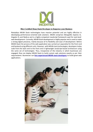 Hire Certified Mean Stack Developer to Empower your Business