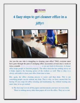 Easy steps to get cleaner office in a jiffy