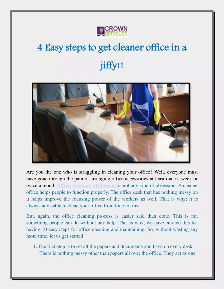 4 easy steps to get cleaner office in a jiffy