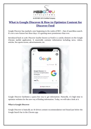 what is google discover how to optimize content