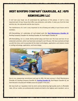 Best Roofing Company Chandler GPS