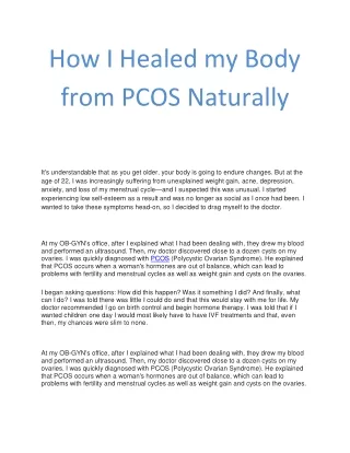 how i healed my body from pcos naturally