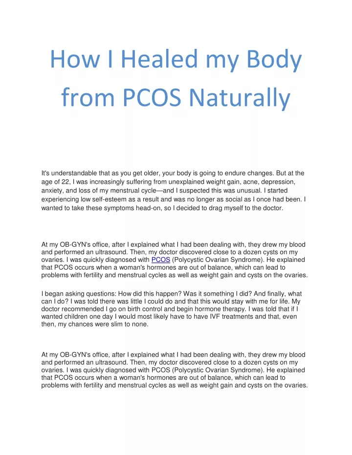 how i healed my body from pcos naturally