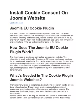 Install Cookie Consent On  Joomla website