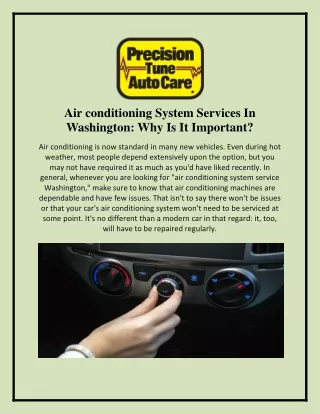 Get Air Conditioning System Service In Washington | Precision Tune Auto Care