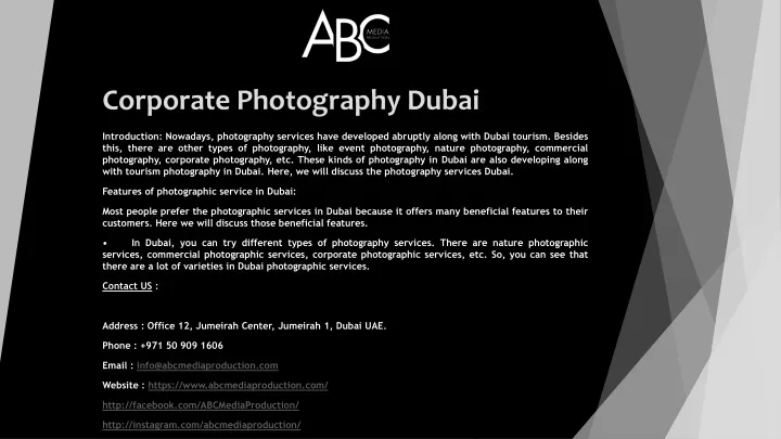 corporate photography dubai