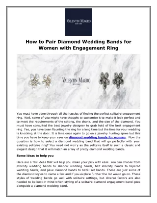 How to Pair Diamond Wedding Bands for Women with Engagement Ring
