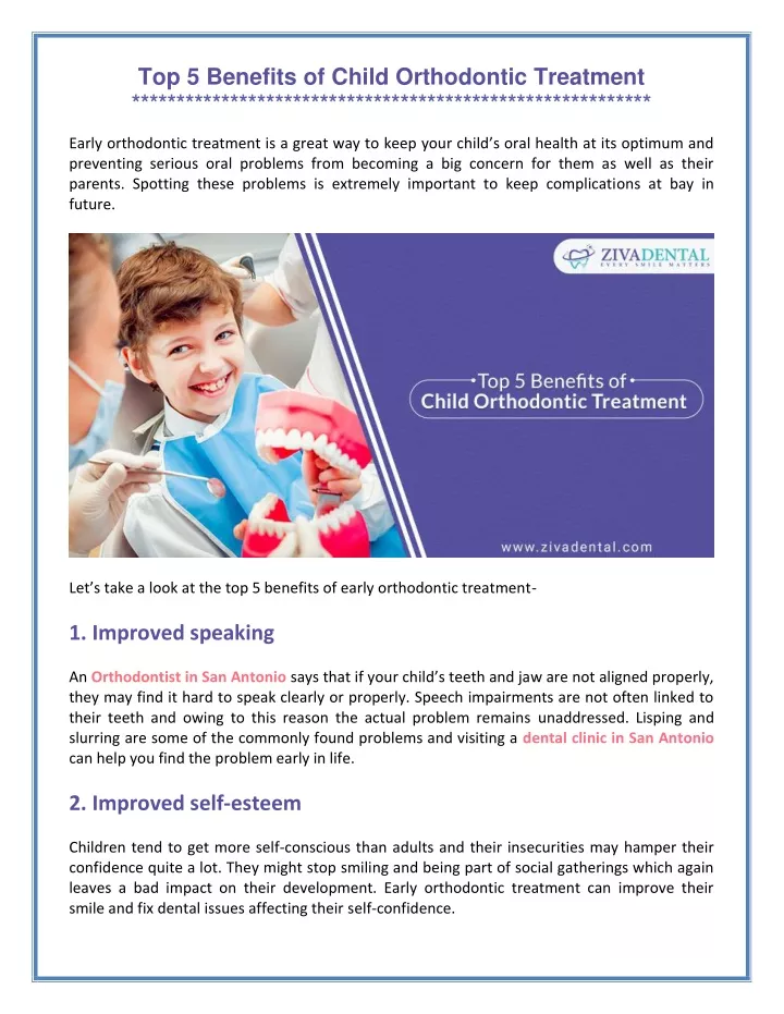 top 5 benefits of child orthodontic treatment