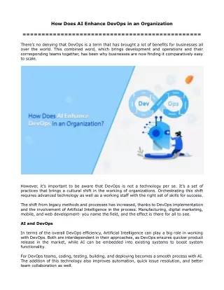 how does ai enhance devops in an organization
