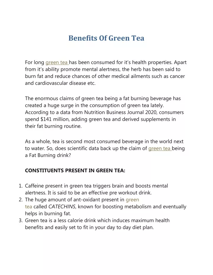 benefits of green tea