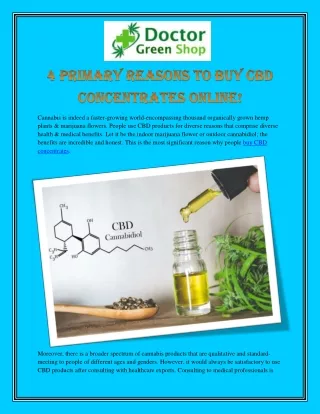 Buy CBD Concentrates Online | Doctor Green Shop