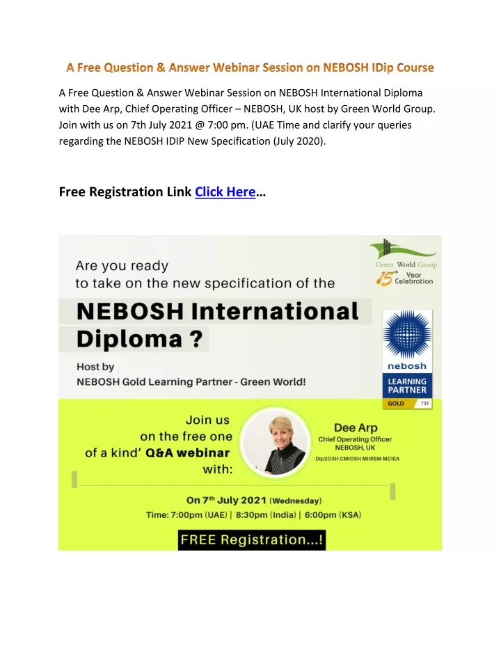 a free question answer webinar session on nebosh
