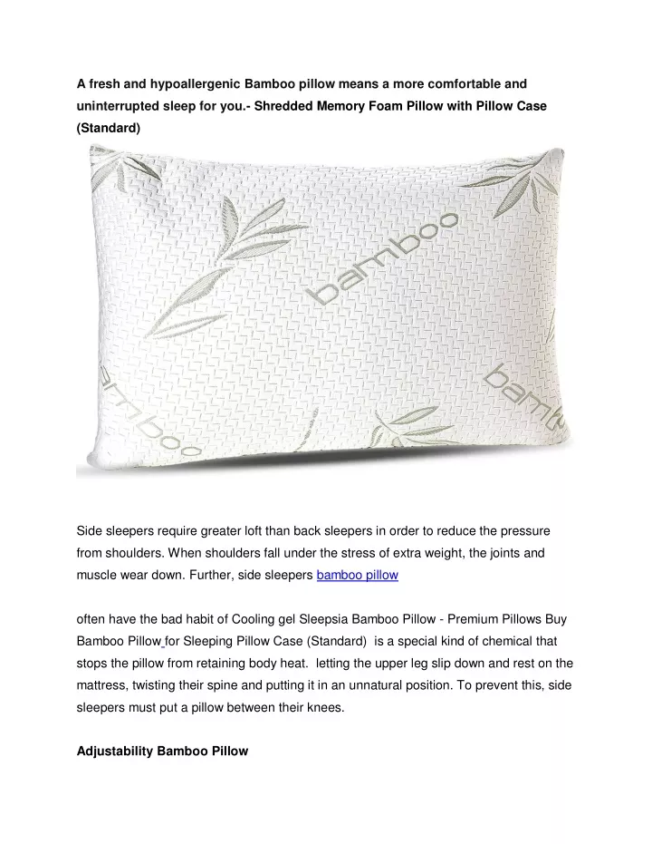 a fresh and hypoallergenic bamboo pillow means
