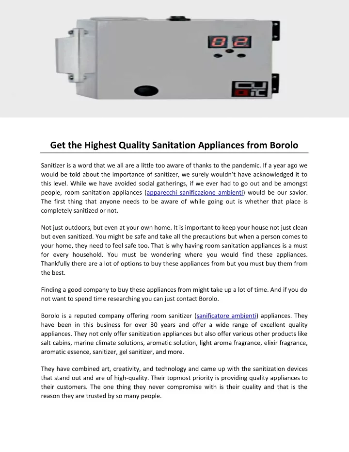 get the highest quality sanitation appliances