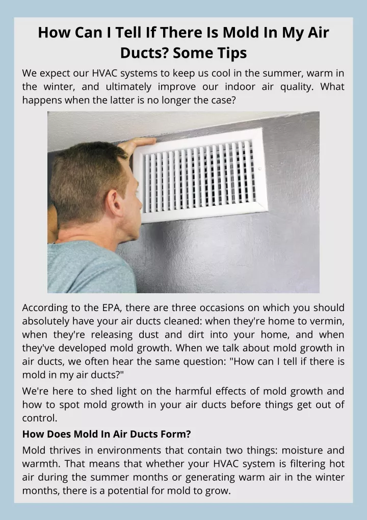 how can i tell if there is mold in my air ducts